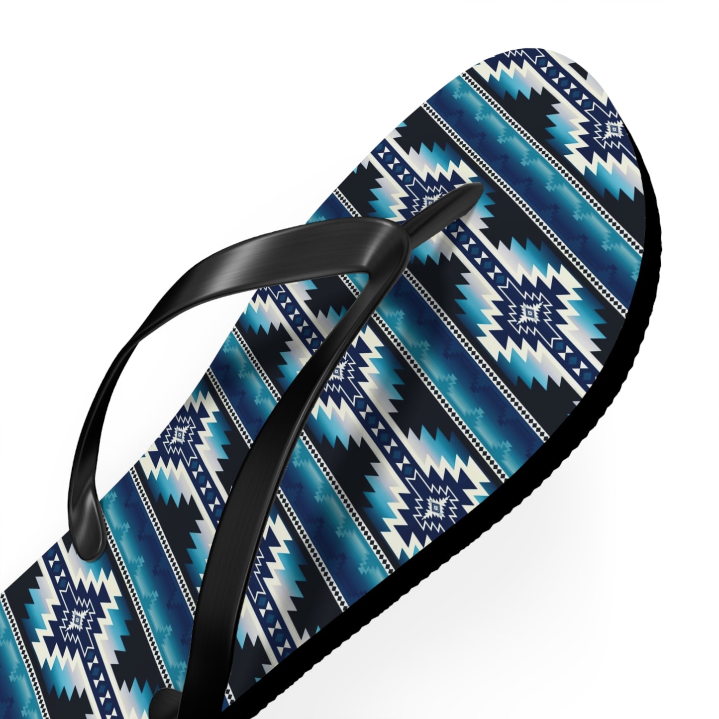 Southwest Aztec Pattern Flip Flops — Blue Tribal Summer Sandals
