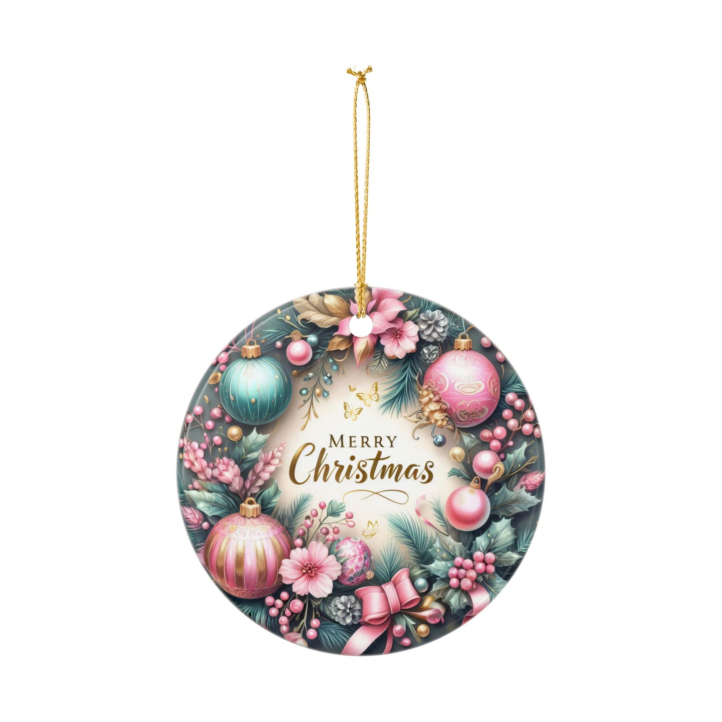 Christmas Elegance Ceramic Ornament