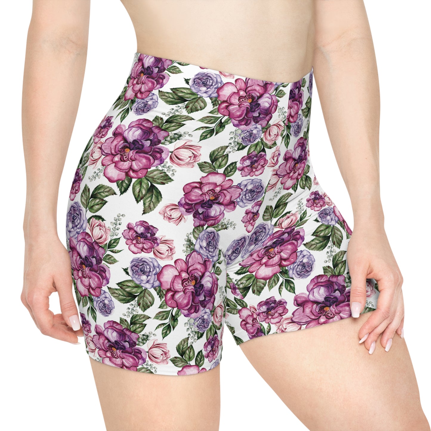 Watercolor Roses Bike Shorts | Floral Activewear