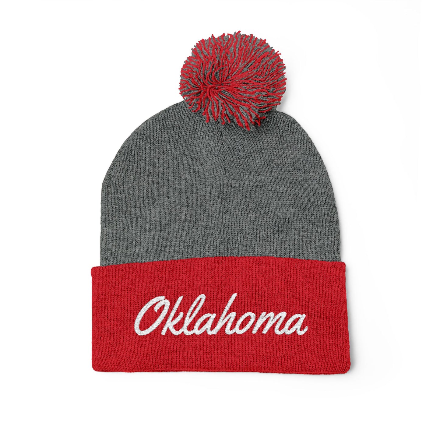 Oklahoma Embroidered Pom-Pom Knit Cap — Oklahoma Beanie for Fans