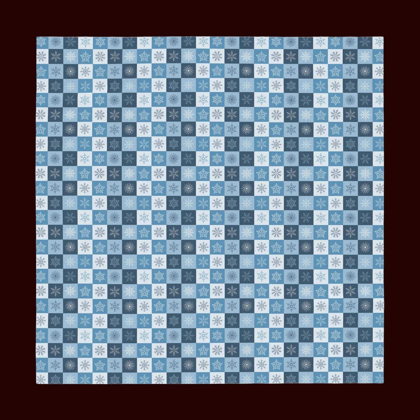 Blue Checkered Snowflake Tablecloth
