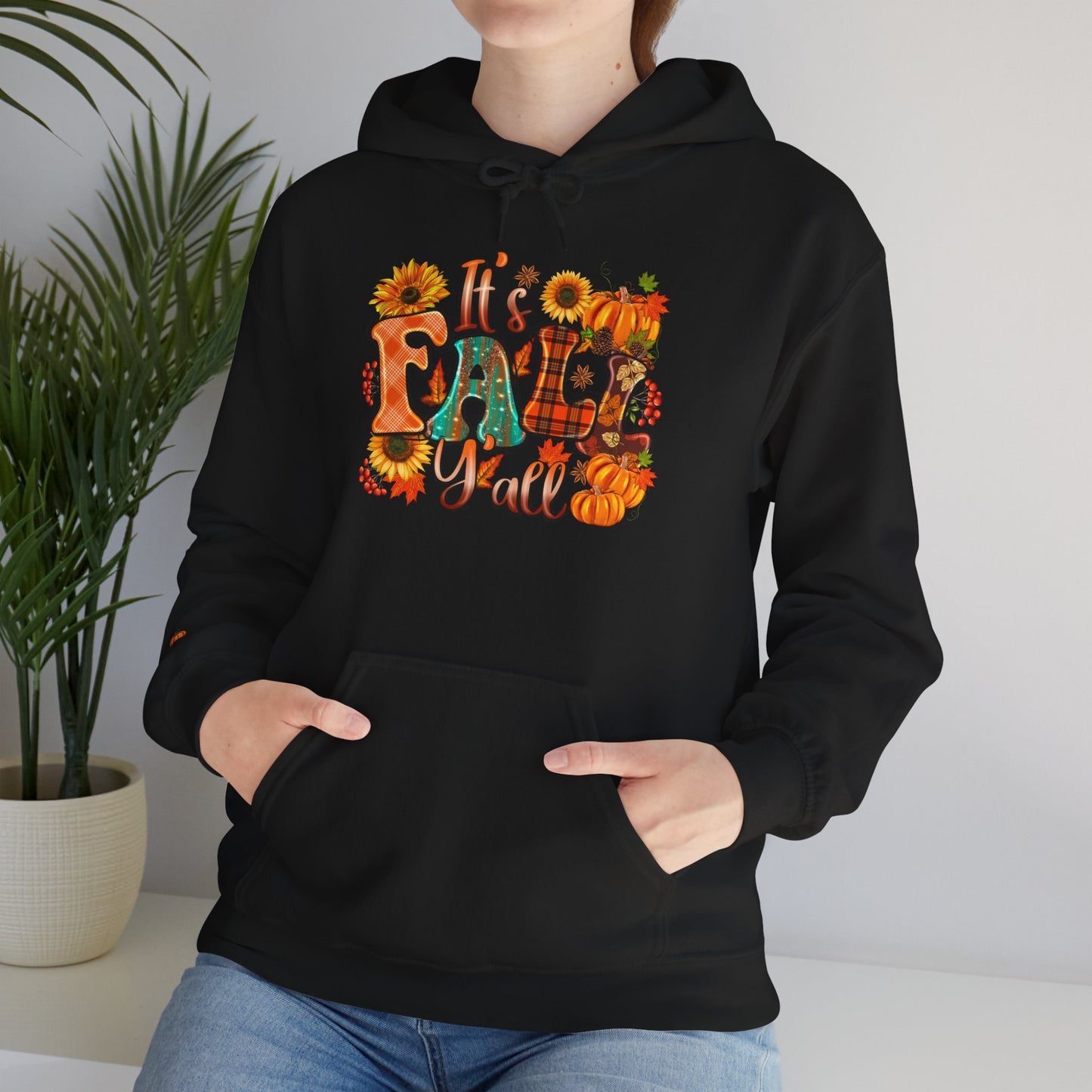 It's Fall Ya'll Adult Hoodie with Accent Sleeve