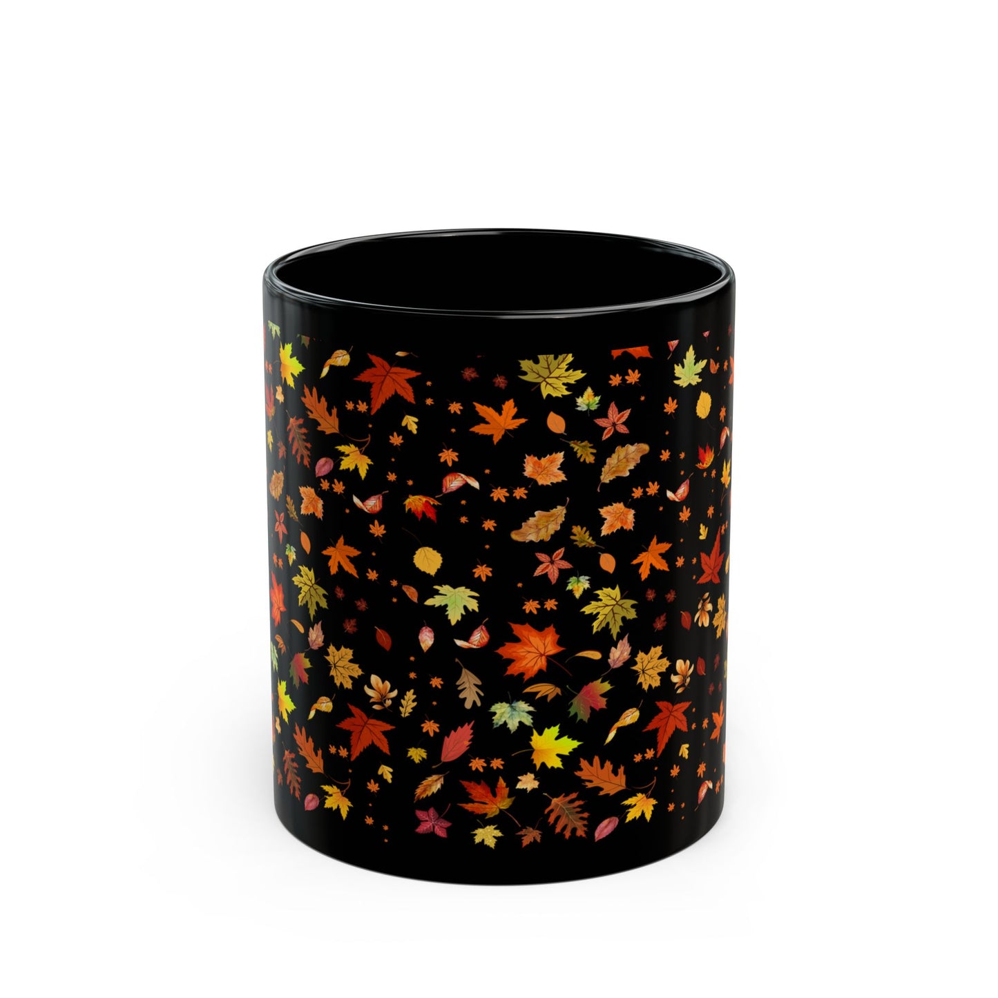Autumn Leaves Black Ceramic Mug | 11oz