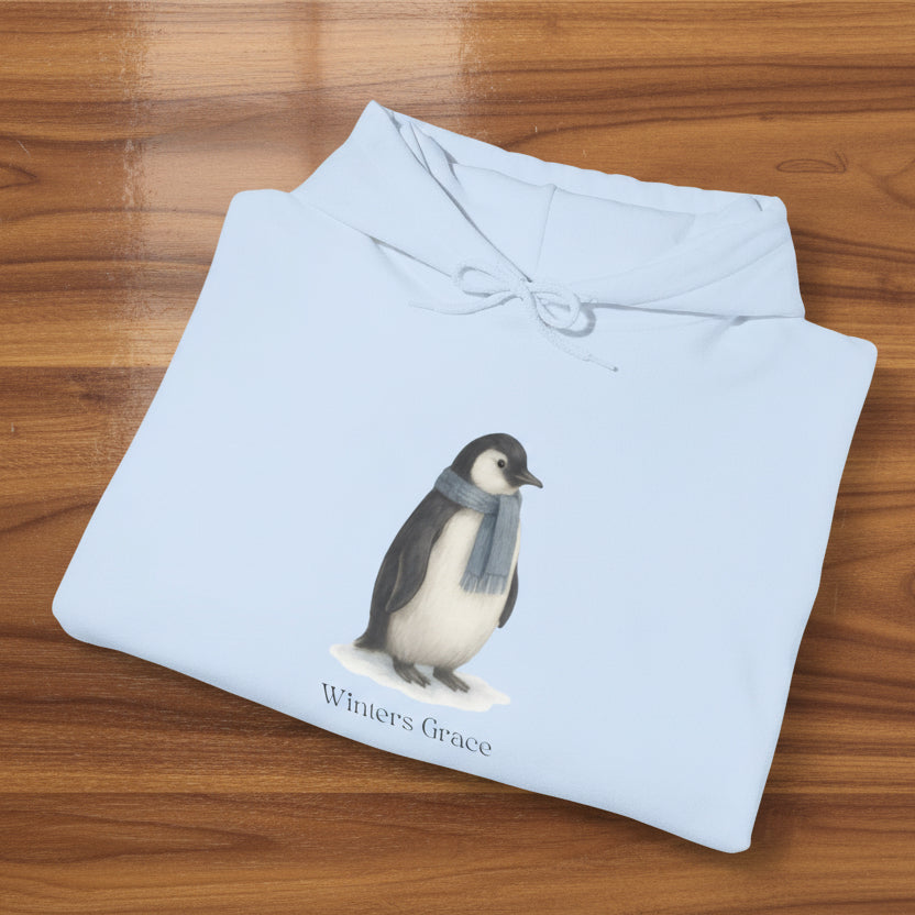 Winter's Grace Penguin Hoodie w/ heart sleeve accent