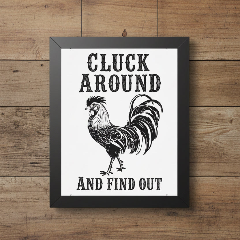 Cluck Around and Find Out Rooster Farmhouse Framed Wall Art