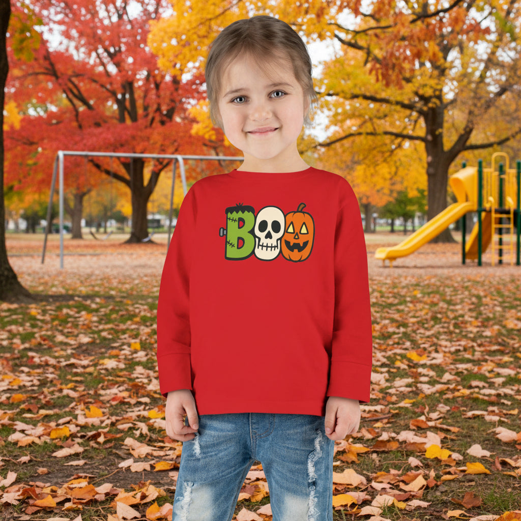 Boo Halloween Toddler Long Sleeve Tee