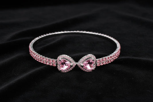 Double Heart End Rhinestone Spring Wrap Bracelet