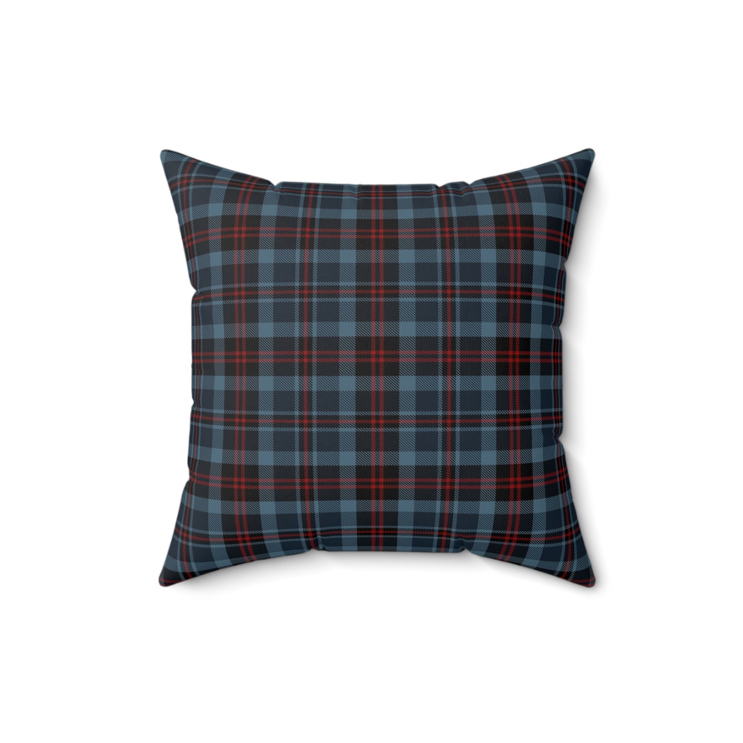 Highland Hearth Blue Plaid Faux Suede Pillow