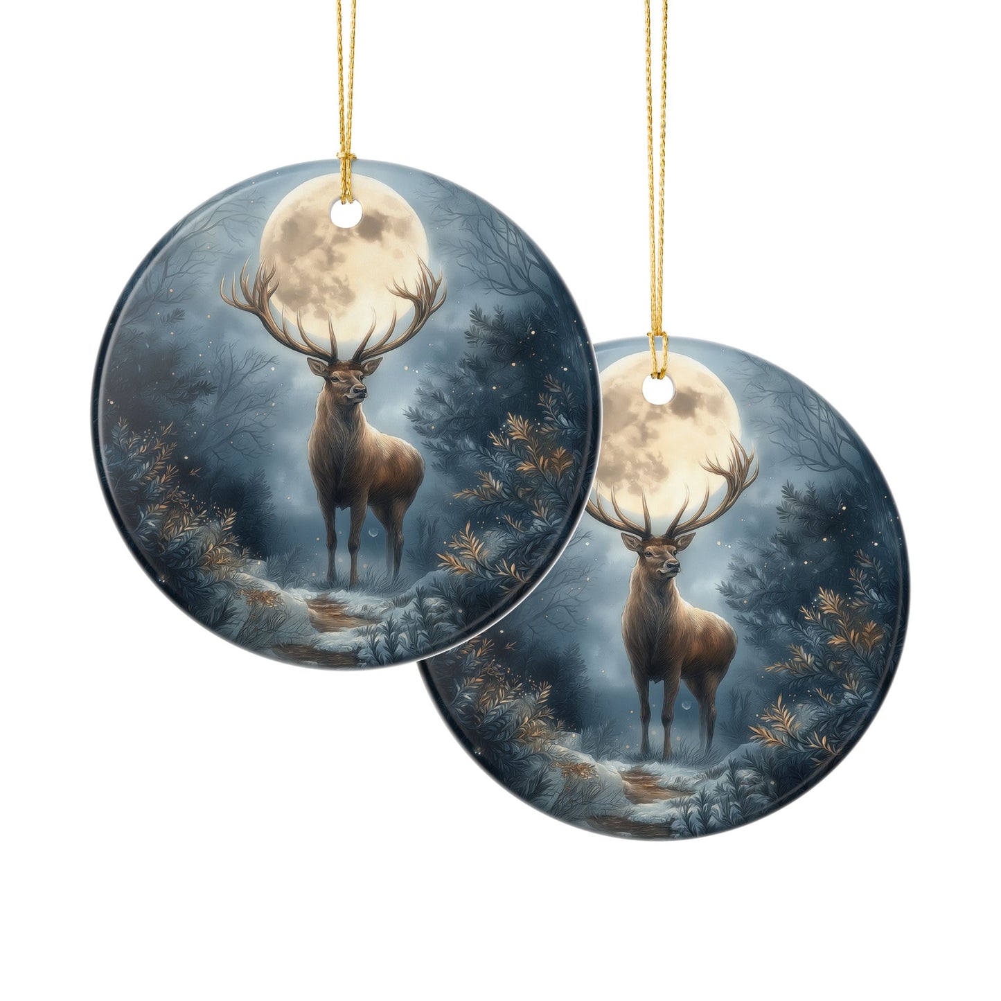 Moonlit Majesty Deer Christmas Ornament