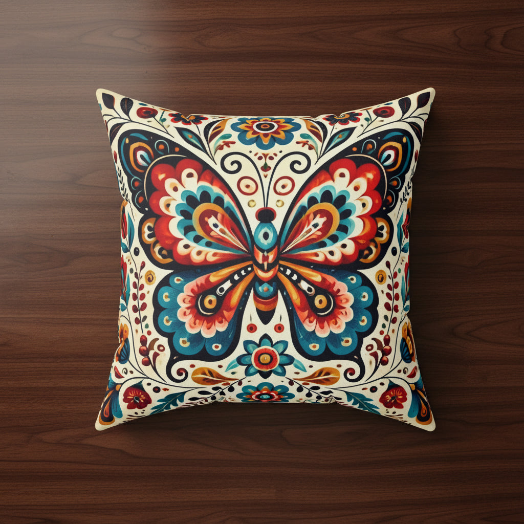 Boho Butterfly Faux Suede Pillow