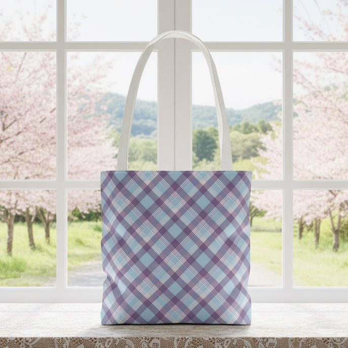 Purple & Blue Plaid Tote Bag
