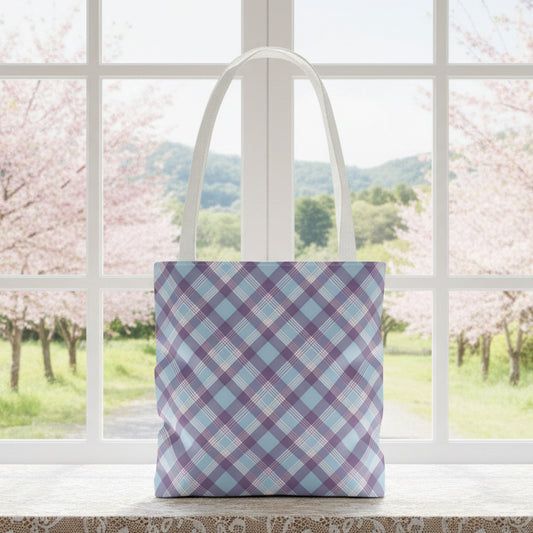 Purple & Blue Plaid Tote Bag