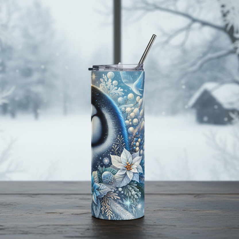 Penguin Winter Floral 20oz Skinny Tumbler with Straw