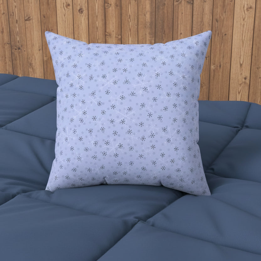 Light Blue Snowflake Throw Pillow