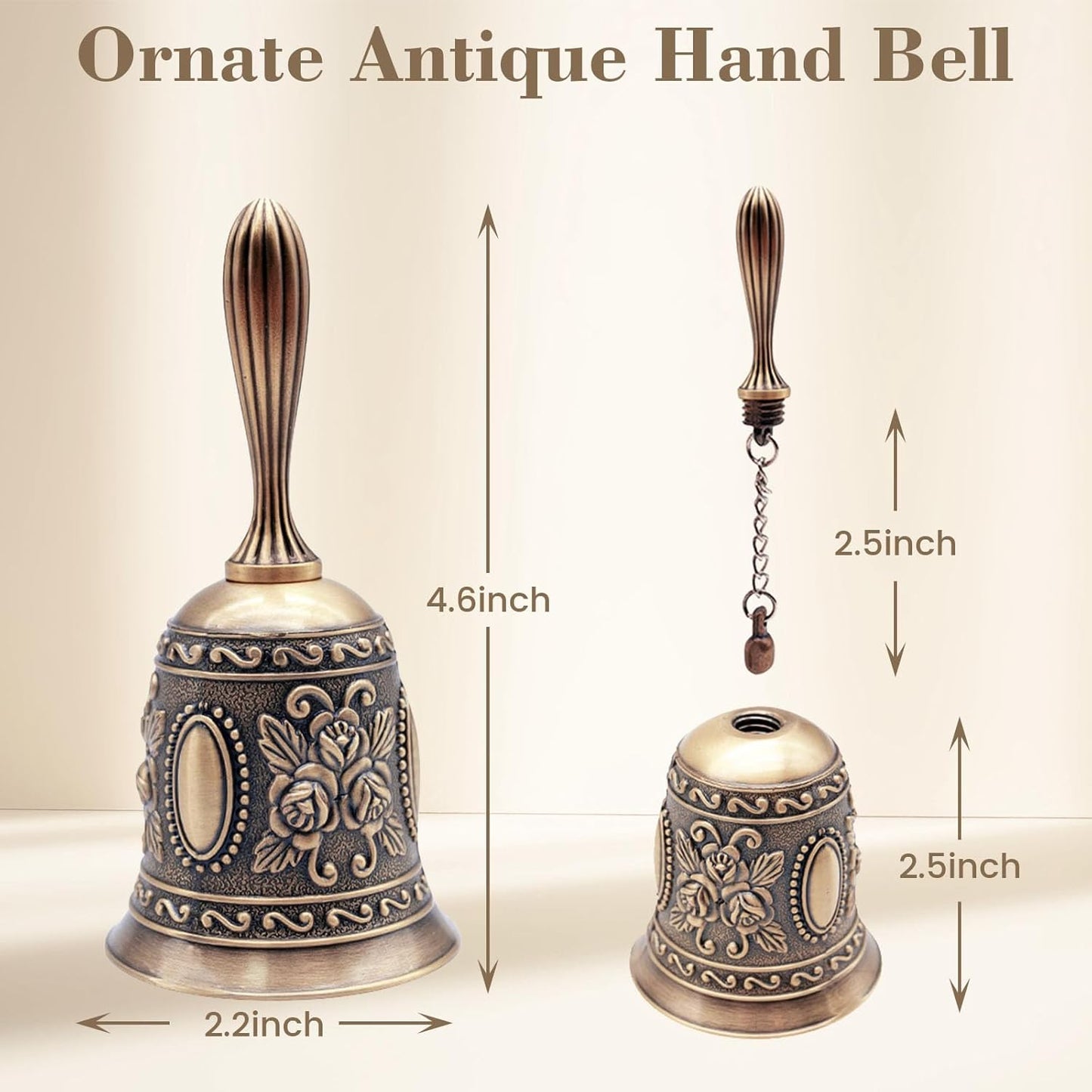 Hand Bell Brass Call Bell for Bedside, Dinner, Wedding