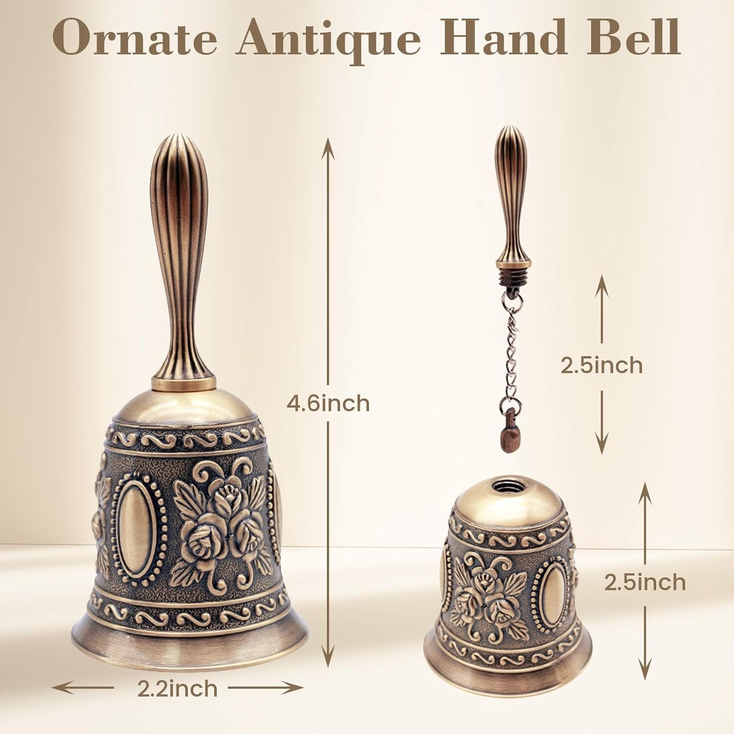Hand Bell Brass Call Bell for Bedside, Dinner, Wedding