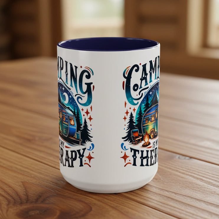 Camping Is My Therapy 15oz Accent Mug