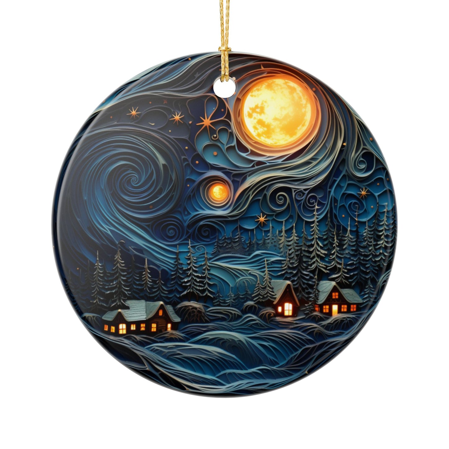 Midwinter Sky Ceramic Christmas Ornament