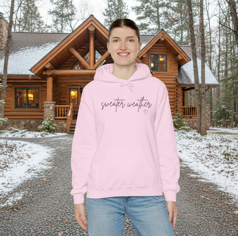 Sweater Weather Hoodie with Heart accent sleeve