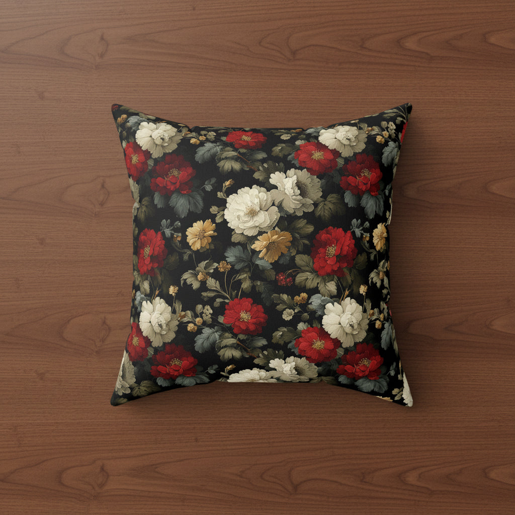 Vintage Roses Faux Suede Pillow