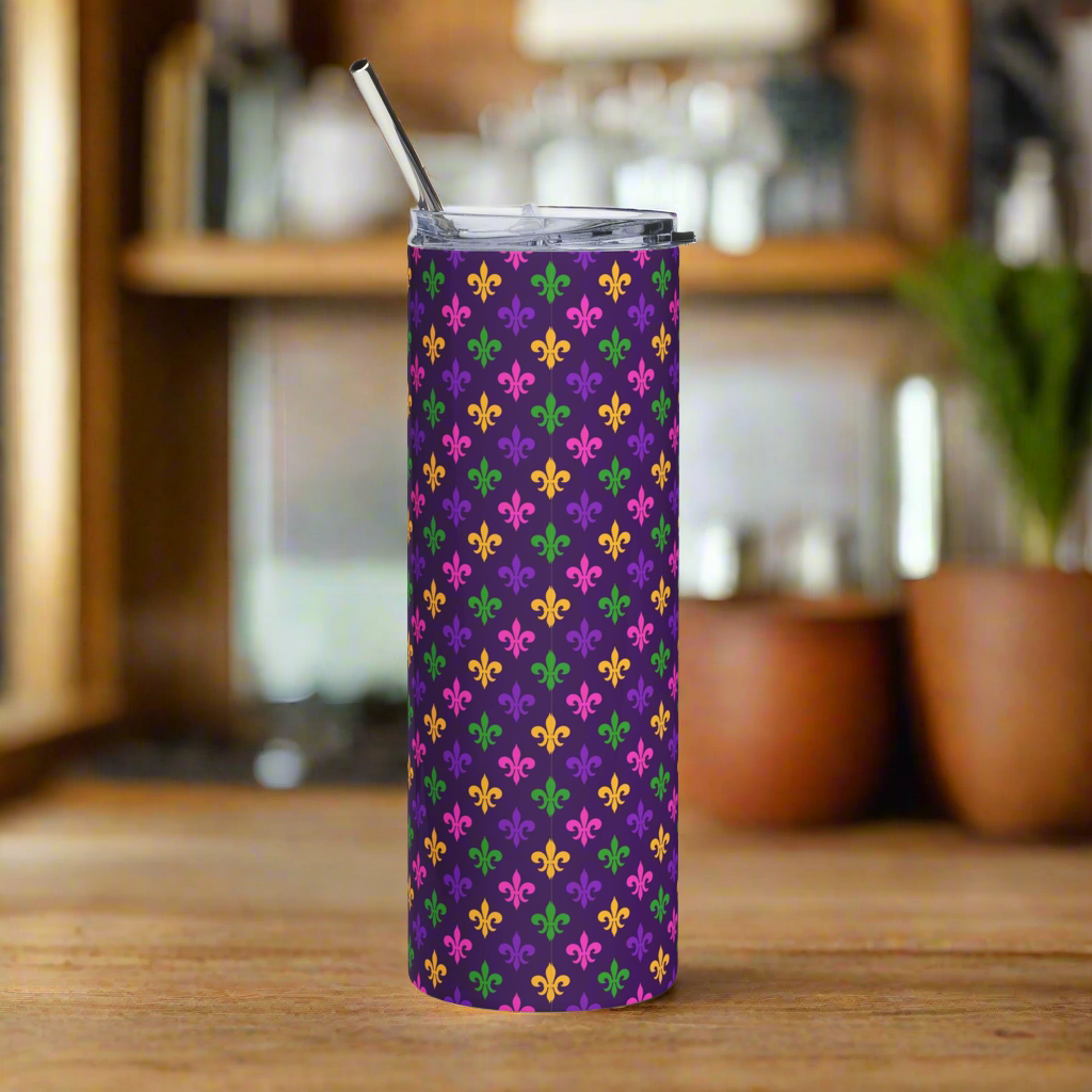Mardi Gras Fleur-de-Lis 20oz Stainless Tumbler