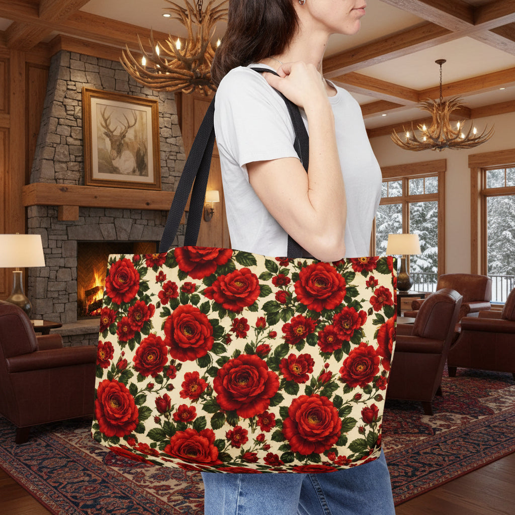 Riverfront Roses Floral Weekender Tote Bag