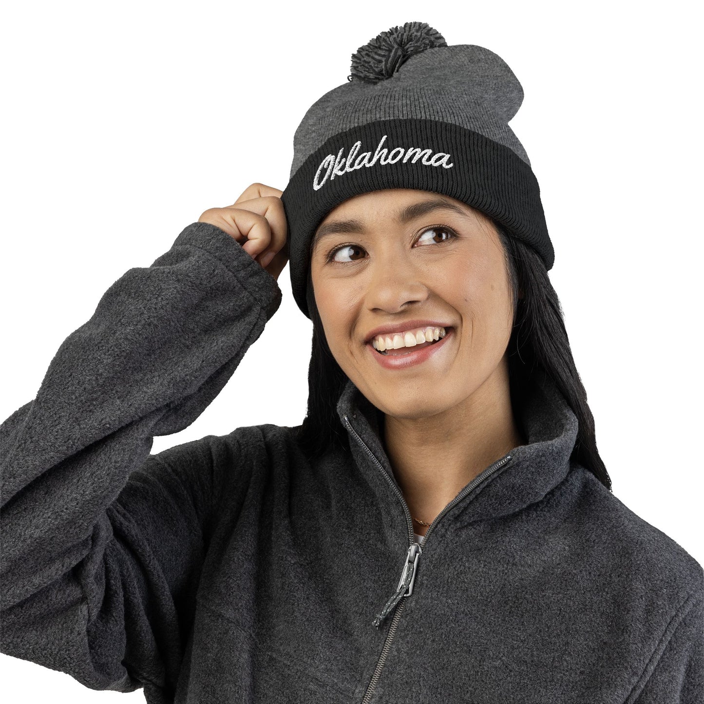 Oklahoma Embroidered Pom-Pom Knit Cap — Oklahoma Beanie for Fans