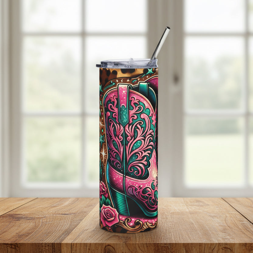 Fancy Pink Boots 20oz Stainless Steel Tumbler