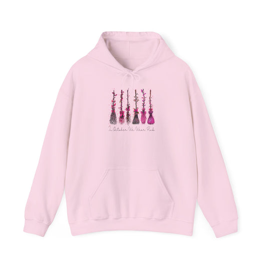 In October We Wear Pink - Witches Brooms • Breast Cancer Hoodie