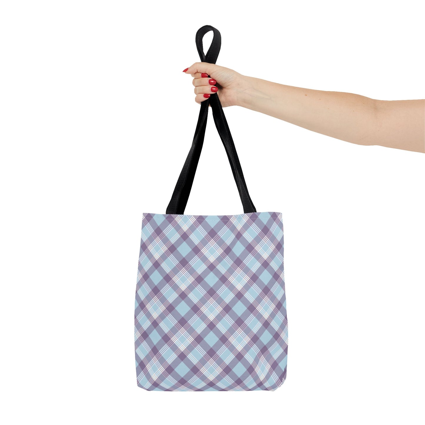Plaid Purple Blue Tote Bag