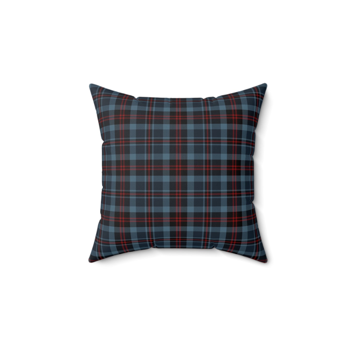 Highland Hearth Blue Plaid Faux Suede Pillow