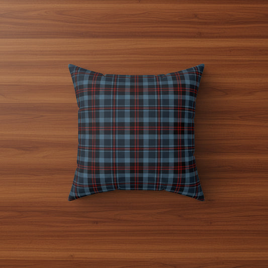 Highland Hearth Blue Plaid Faux Suede Pillow