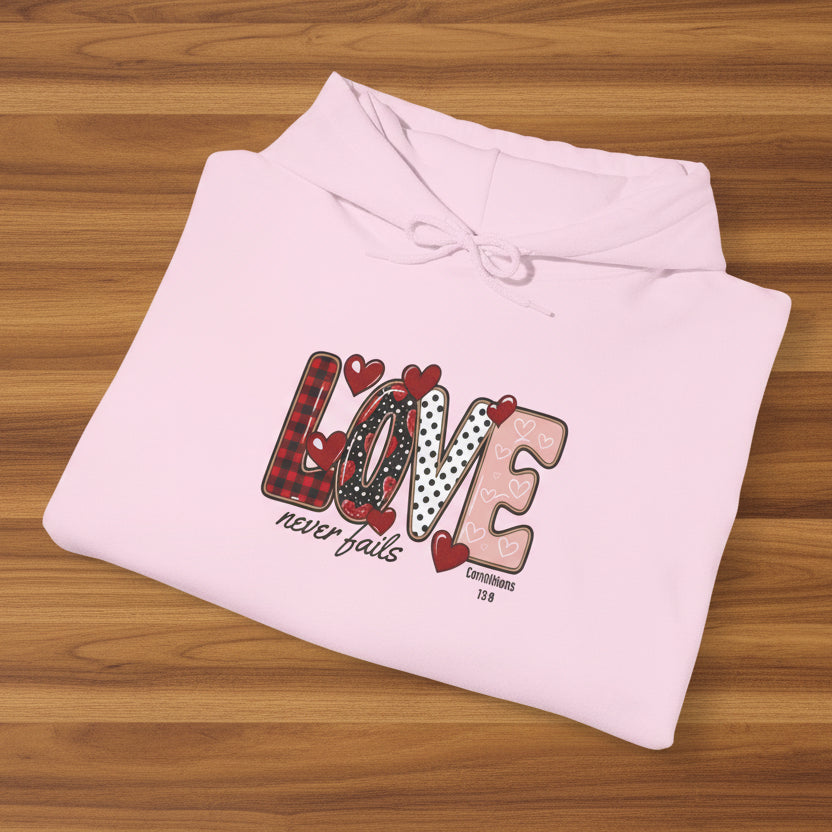 Love Never Fails Valentine’s Day Hoodie