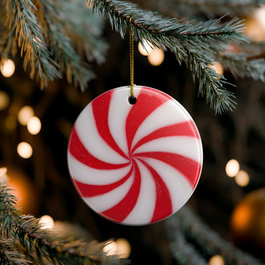 Peppermint Swirl Ceramic Ornament