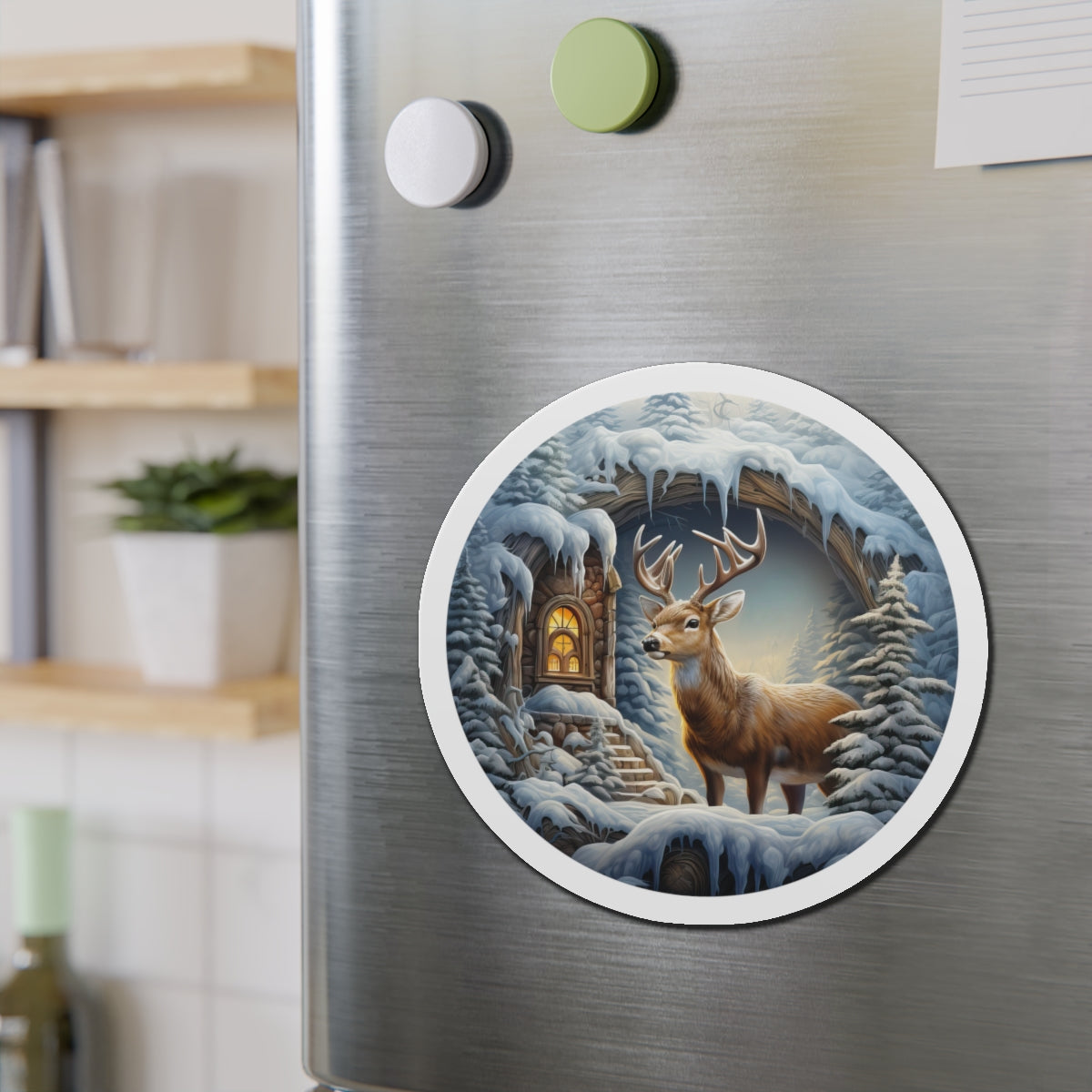 Winter Forest Deer Magnet
