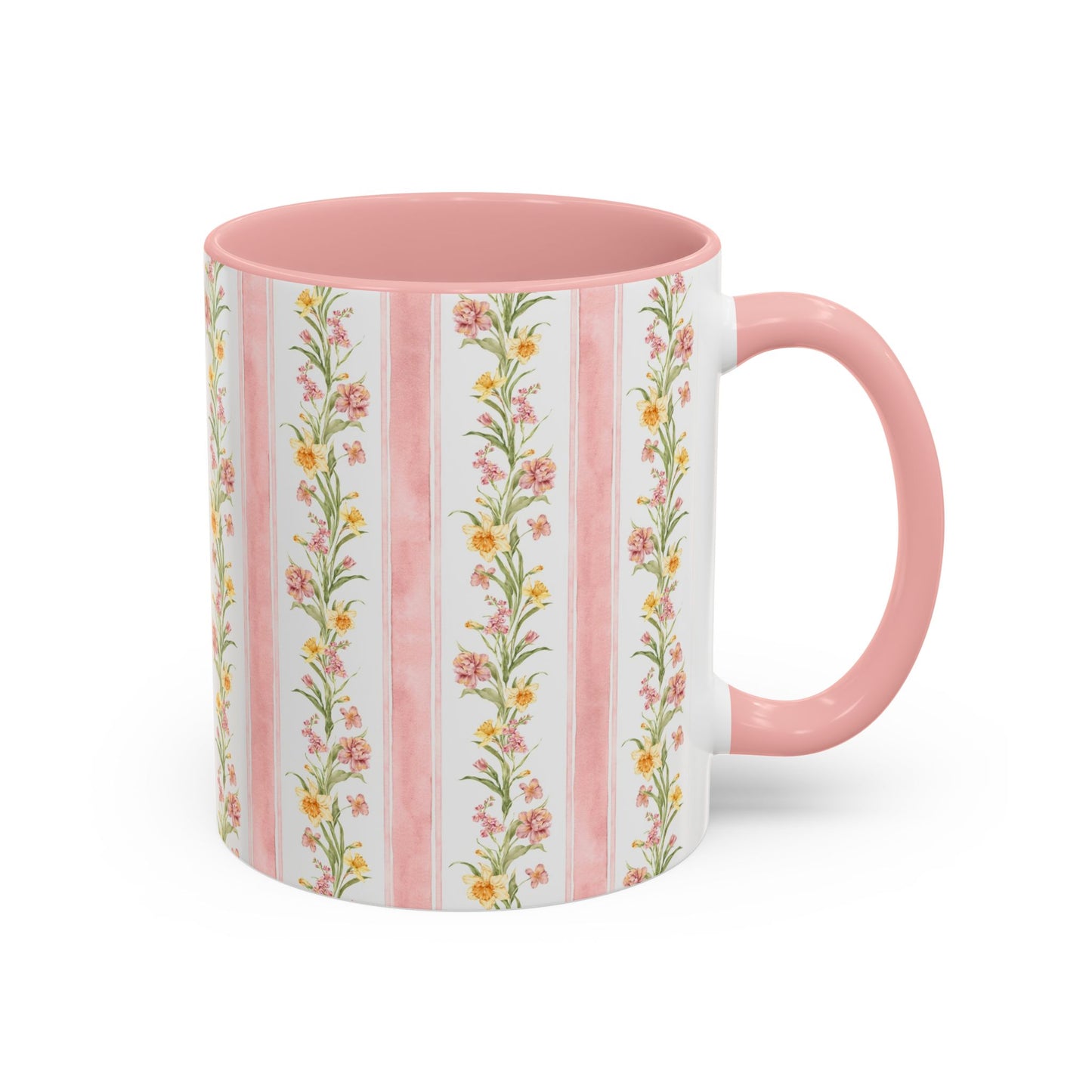 Floral Stripe Accent Coffee Mug | 11oz, 15oz