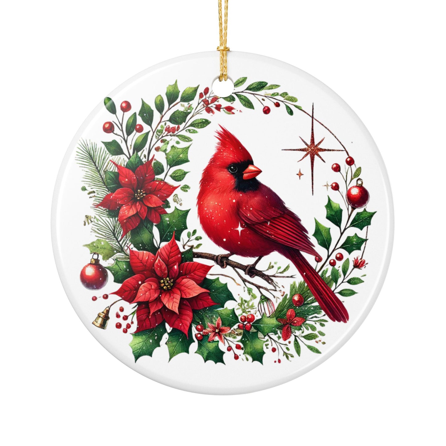 Christmas Cardinal Ceramic Ornament