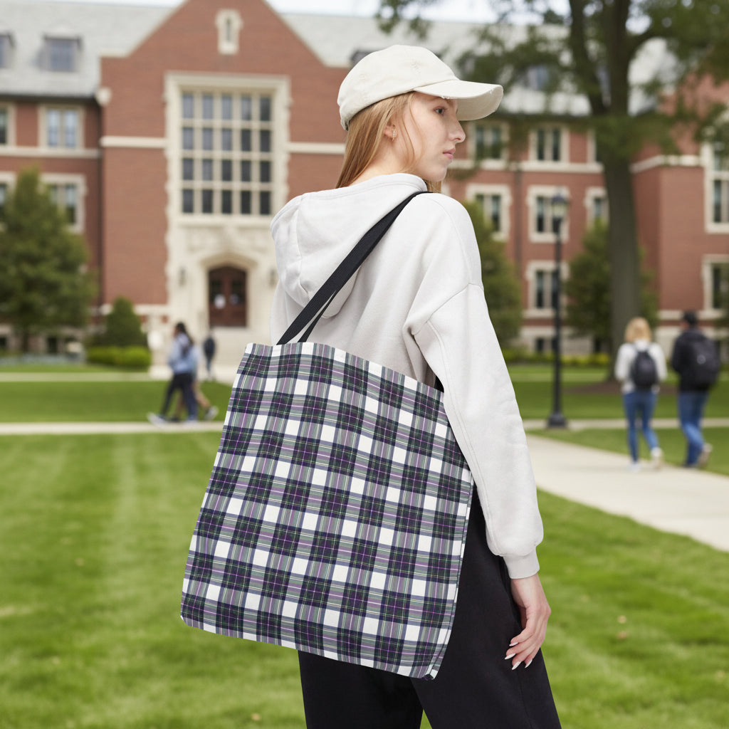Winter Orchard Purple Plaid Tote Bag
