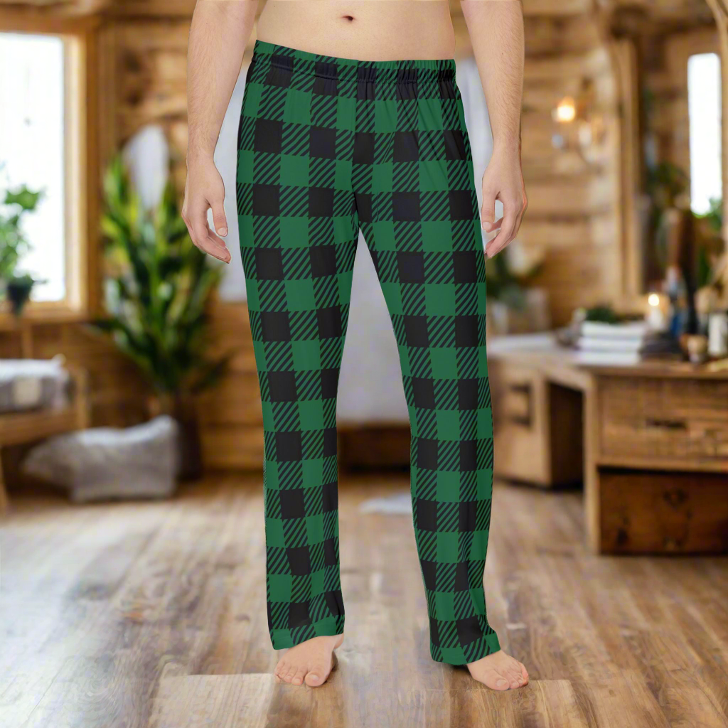 Men's Green & Black Buffalo Plaid Pajama Pants