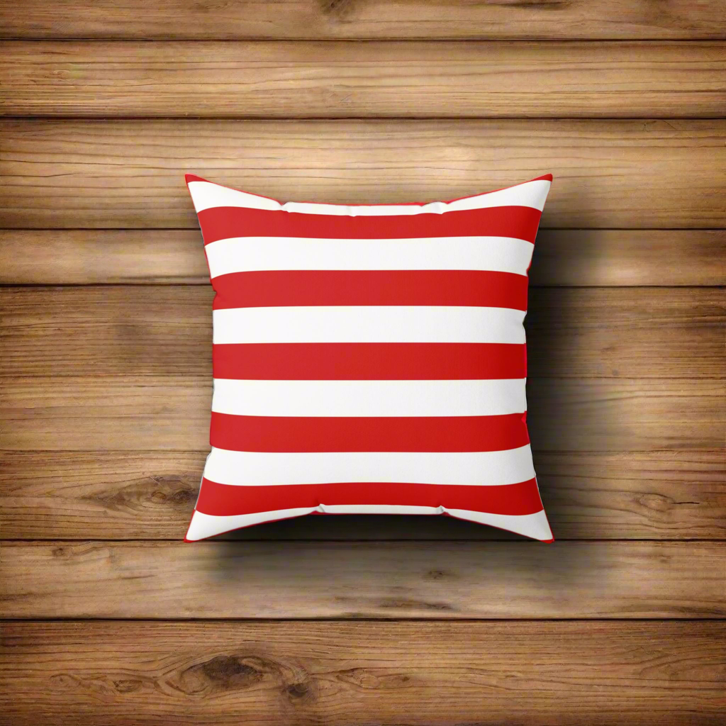 USA Flag Red & White Stripe Faux Suede Pillow