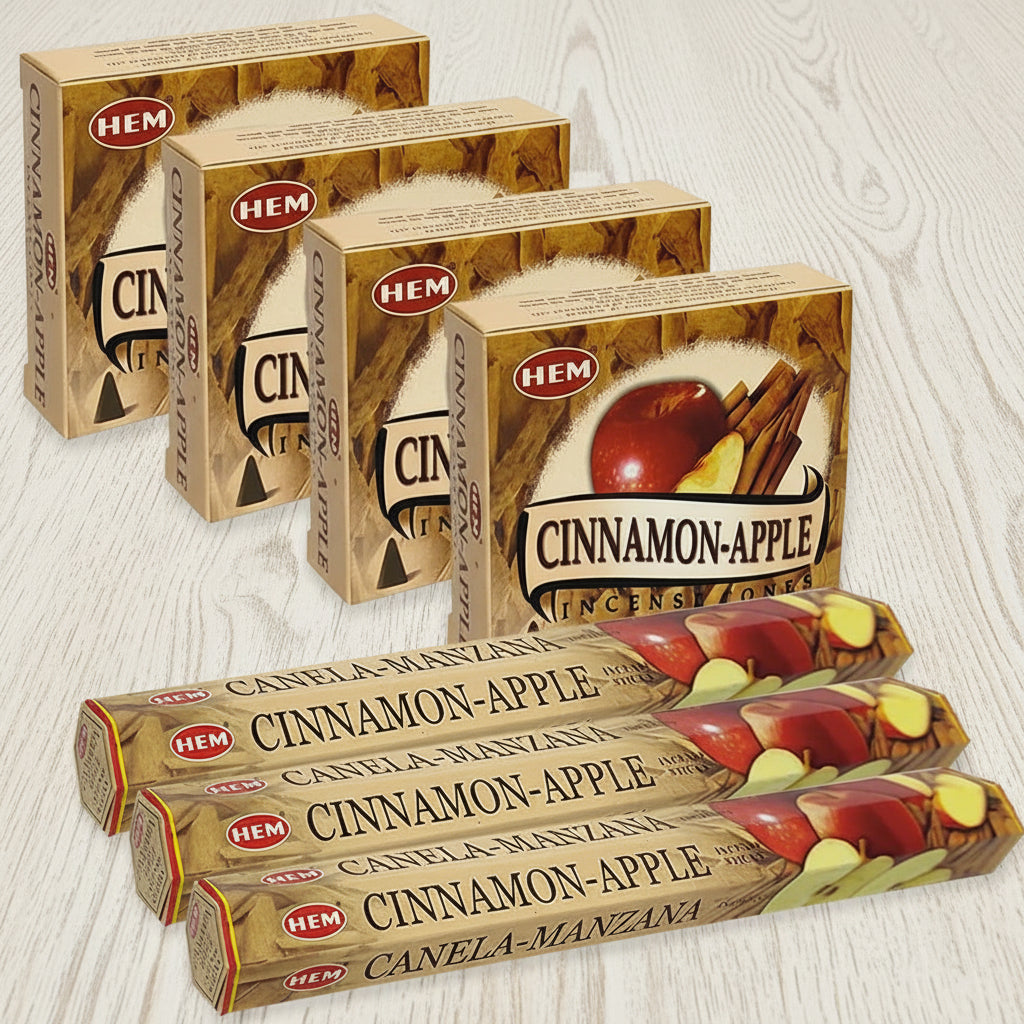 Cinnamon Apple Incense Sticks and Cone Incense Holder Variety Pack Bundle Insence Insense Insienso