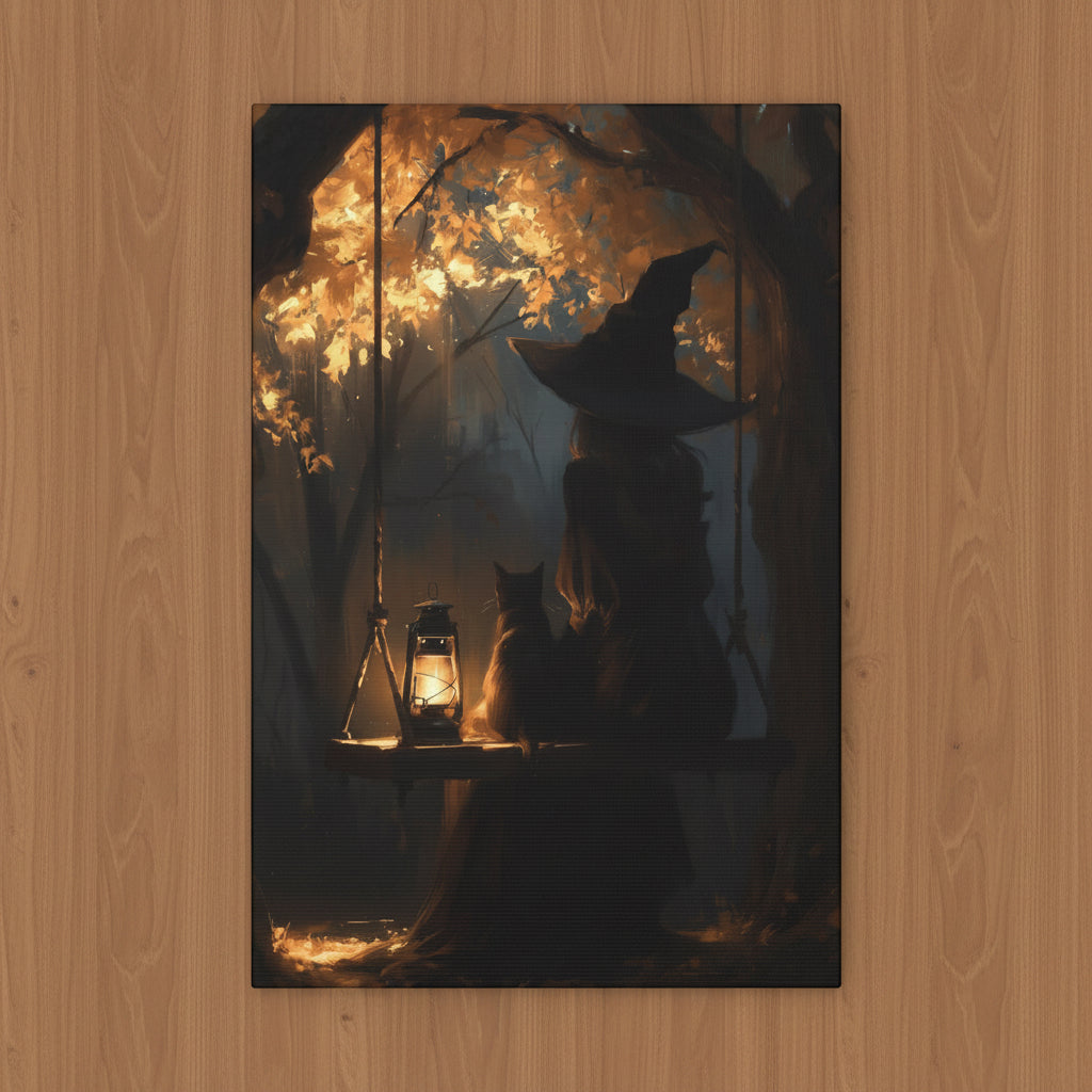 The Witch and her Cat Matte Canvas Wall Art