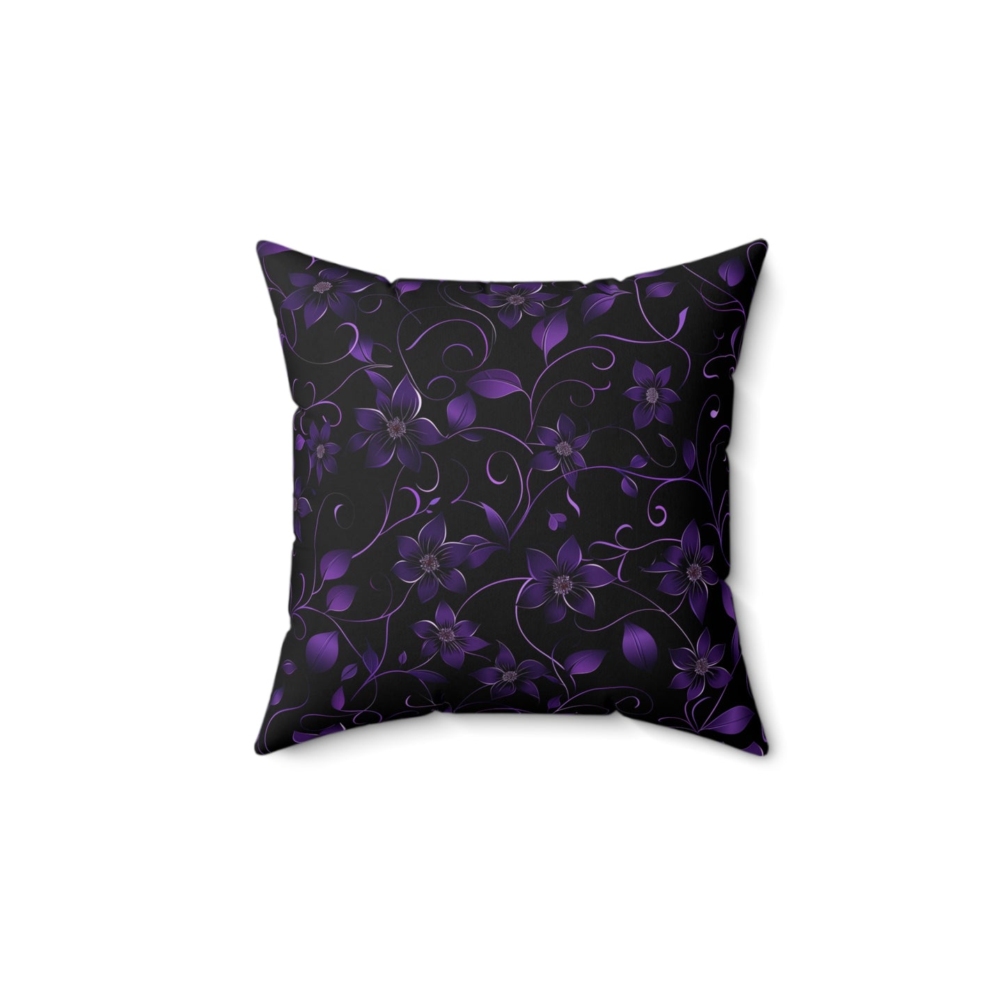 Purple Floral Faux Suede Throw Pillow
