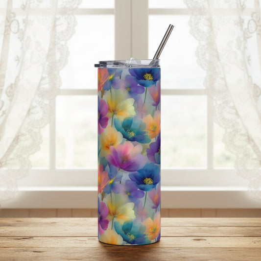 Spring Watercolor Flowers 20oz Stainless Steel Tumbler