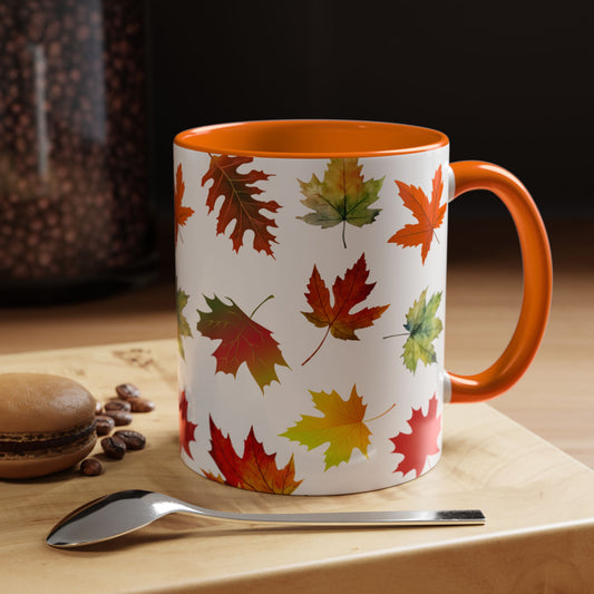Falling Autumn Leaves Accent Mug | 11oz or 15oz
