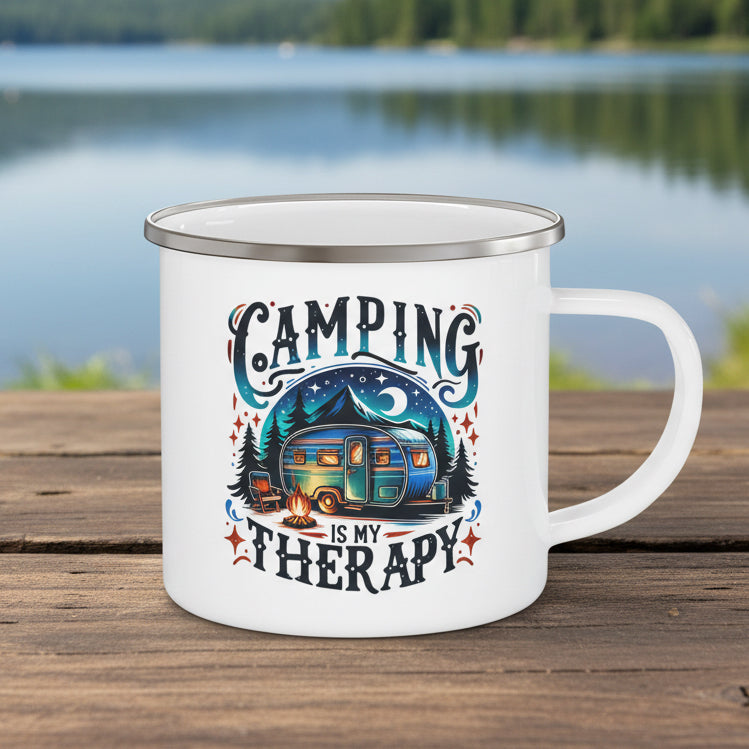 Camping Is My Therapy Enamel Camping Mug