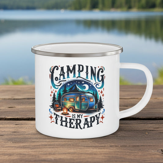 Camping Is My Therapy Enamel Camping Mug
