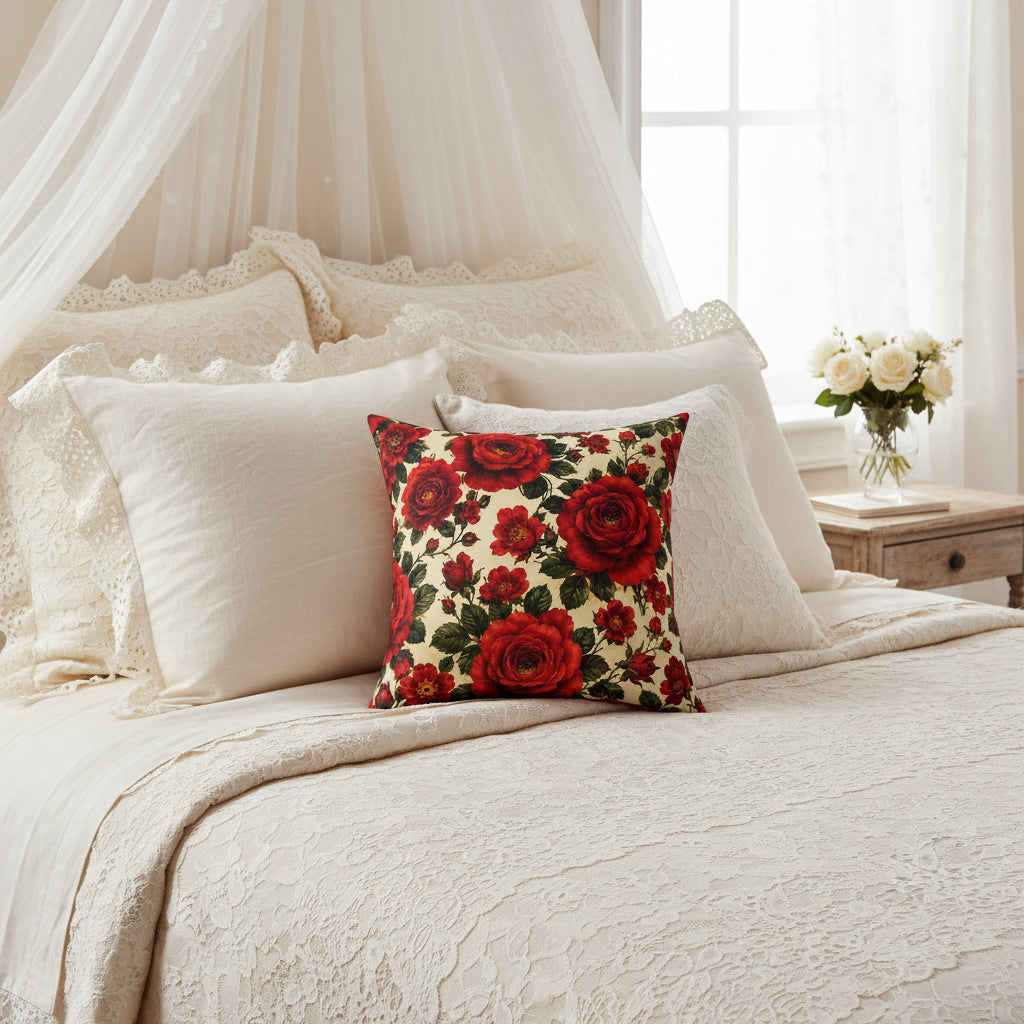 Riverfront Roses Faux Suede Pillow