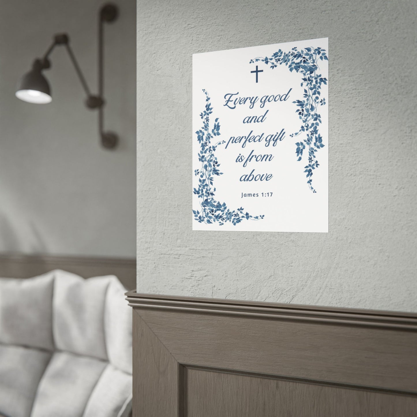 Every good and perfect gift is from above (James 1:17) Floral Scripture Wall Art | Christian Home Decor