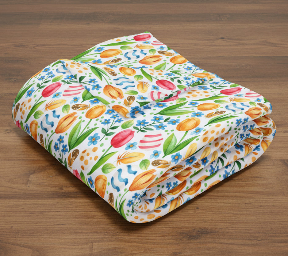 Easter Floral Fleece Throw